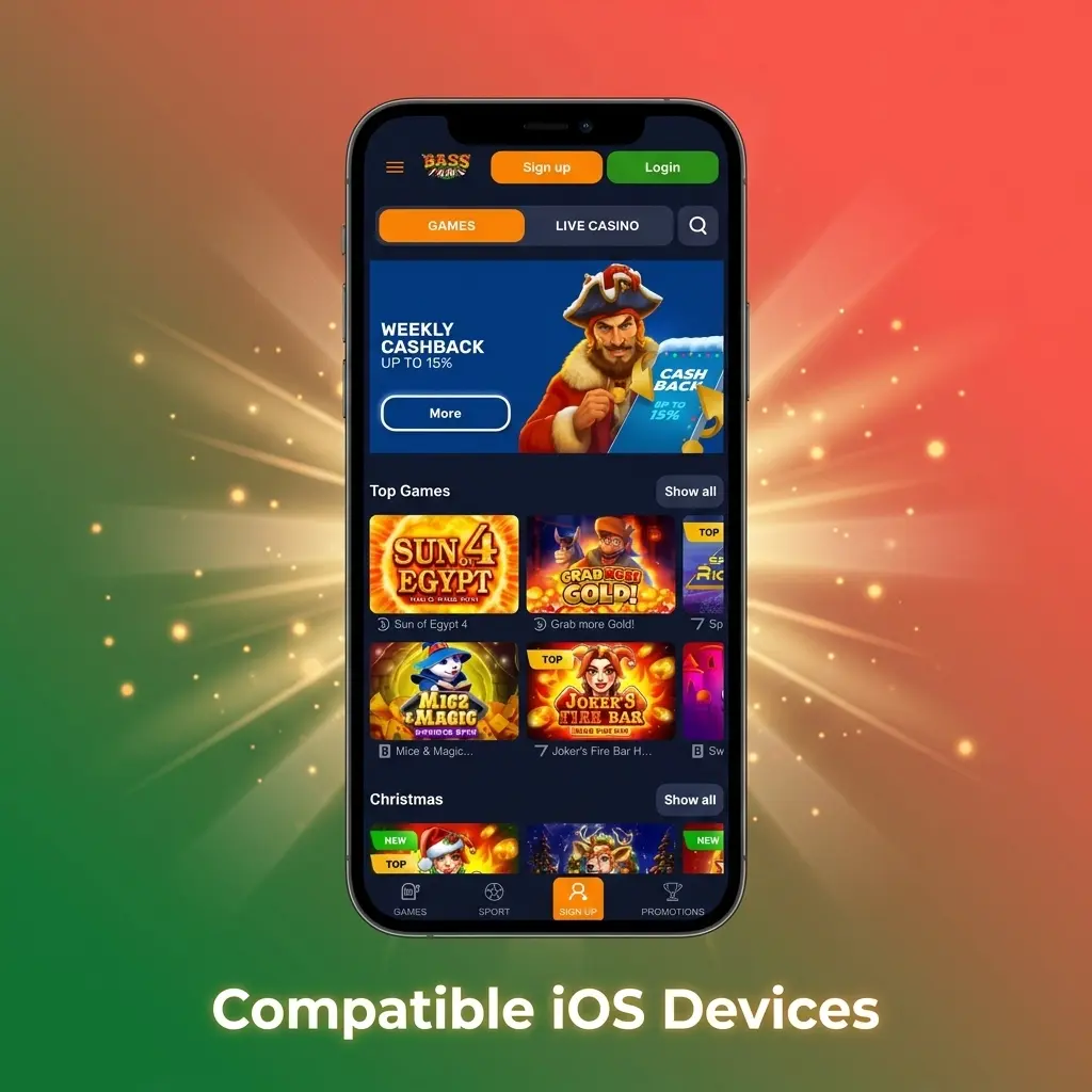 Basswin app compatible iOS devices including iPhone X to 15 series and iPad Air, Pro, and Mini models